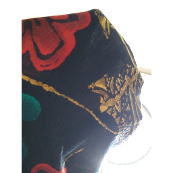 Vtg California Krush Maxi Skirt Women's M Black Floral Boho Rayon Crepon Pull On - Picture 6 of 6